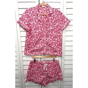 J. Crew Floral Botanical Cotton Shorts Pajama Set Comfort Women's Size Medium